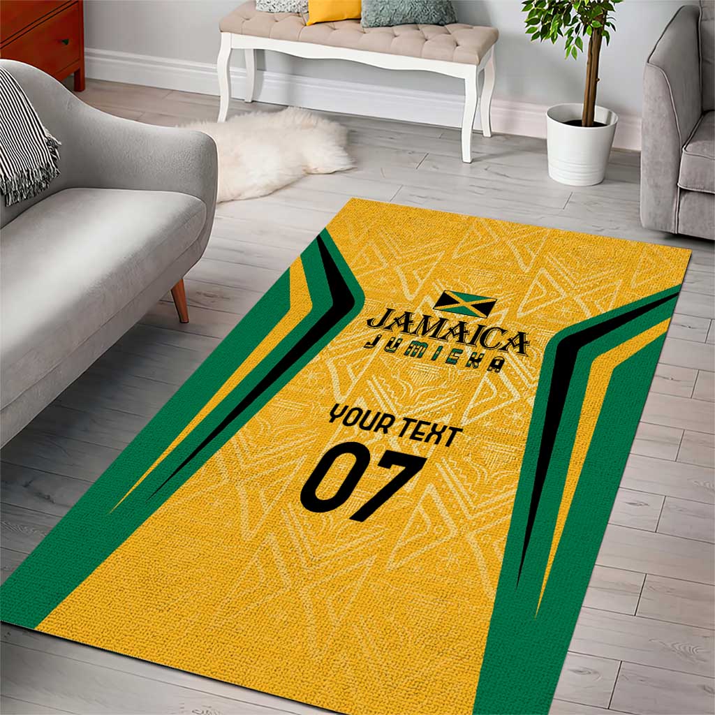 Afro-Jamaica Custom Area Rug Golden Ethnic Motifs