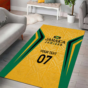 Afro-Jamaica Custom Area Rug Golden Ethnic Motifs