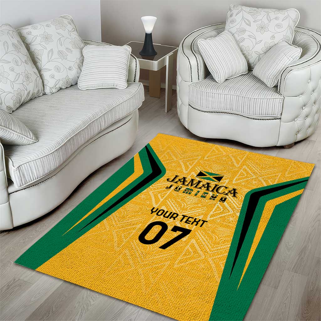 Afro-Jamaica Custom Area Rug Golden Ethnic Motifs