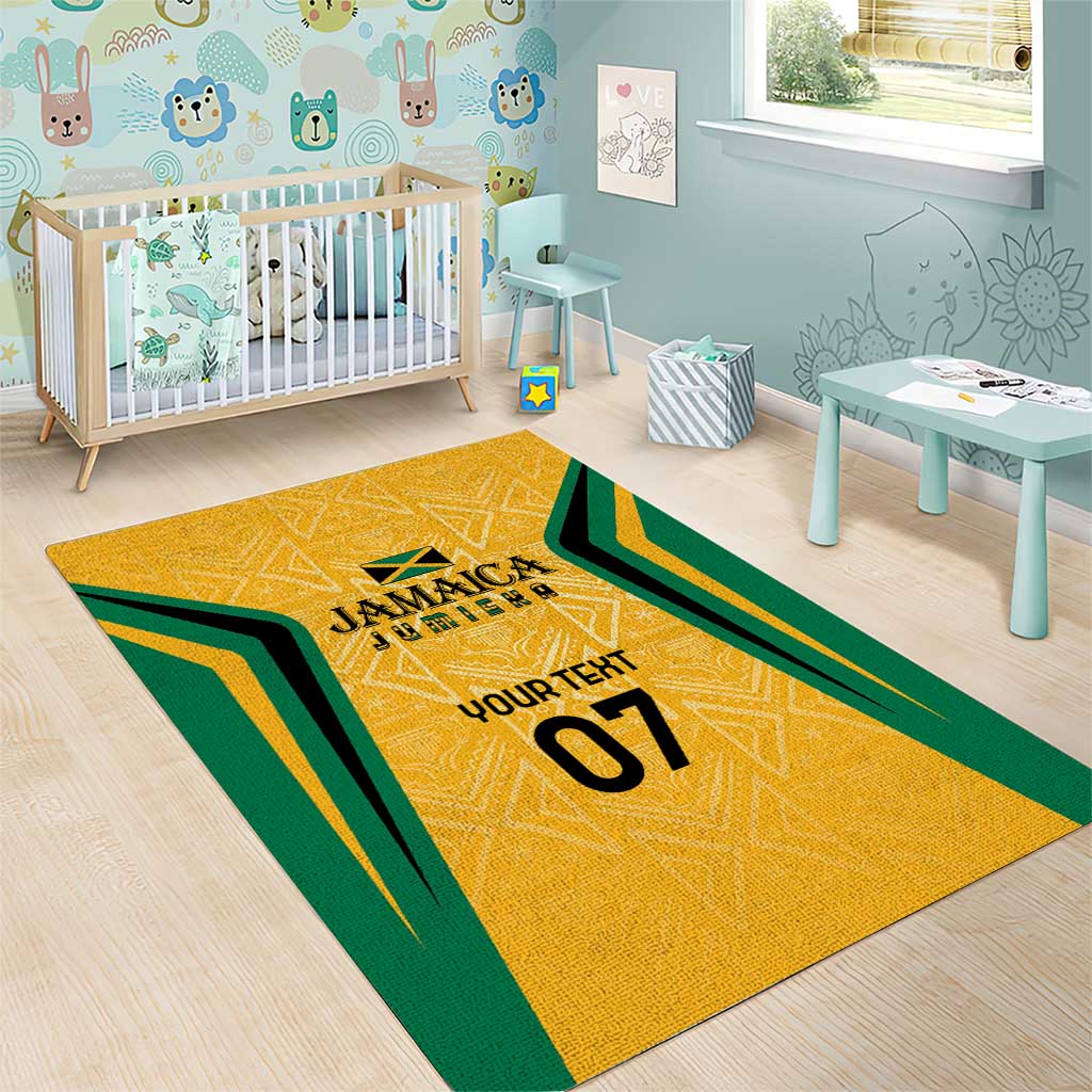 Afro-Jamaica Custom Area Rug Golden Ethnic Motifs