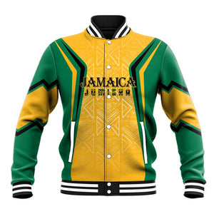 Afro-Jamaica Custom Baseball Jacket Golden Ethnic Motifs