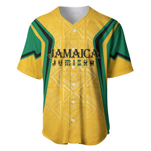 Afro-Jamaica Custom Baseball Jersey Golden Ethnic Motifs