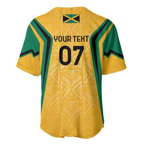 Afro-Jamaica Custom Baseball Jersey Golden Ethnic Motifs