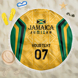 Afro-Jamaica Custom Beach Blanket Golden Ethnic Motifs