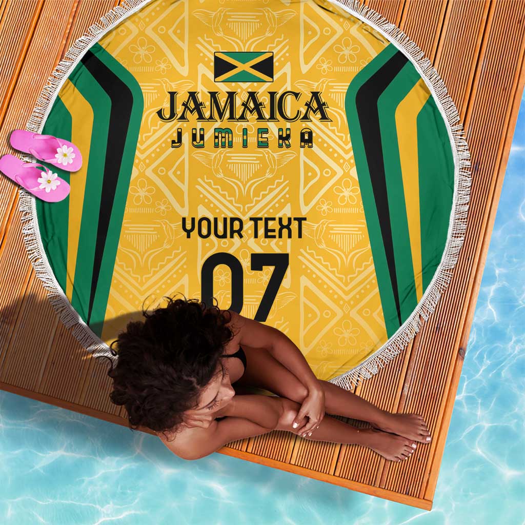 Afro-Jamaica Custom Beach Blanket Golden Ethnic Motifs