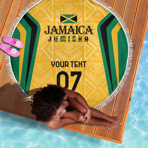 Afro-Jamaica Custom Beach Blanket Golden Ethnic Motifs