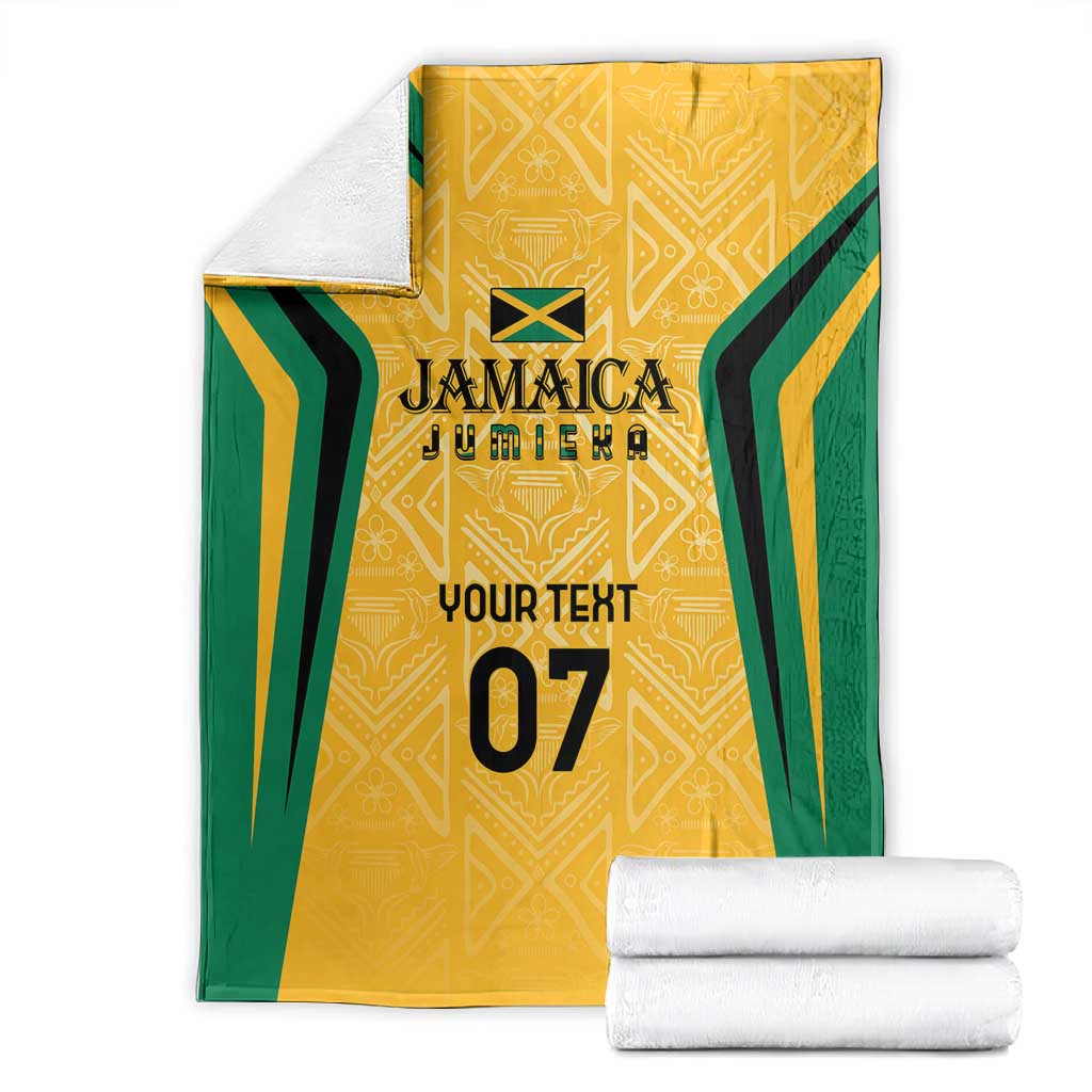 Afro-Jamaica Custom Blanket Golden Ethnic Motifs