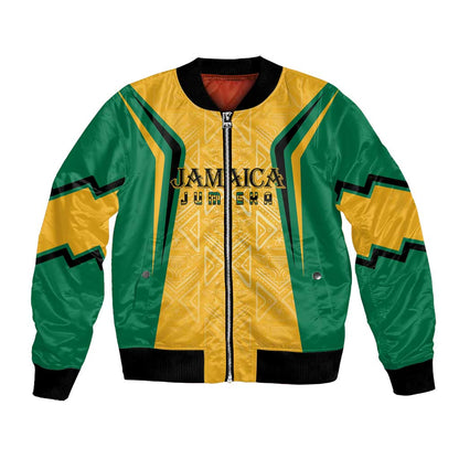 Afro-Jamaica Custom Bomber Jacket Golden Ethnic Motifs