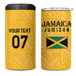 Afro-Jamaica Custom 4 in 1 Can Cooler Tumbler Golden Ethnic Motifs