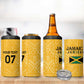 Afro-Jamaica Custom 4 in 1 Can Cooler Tumbler Golden Ethnic Motifs