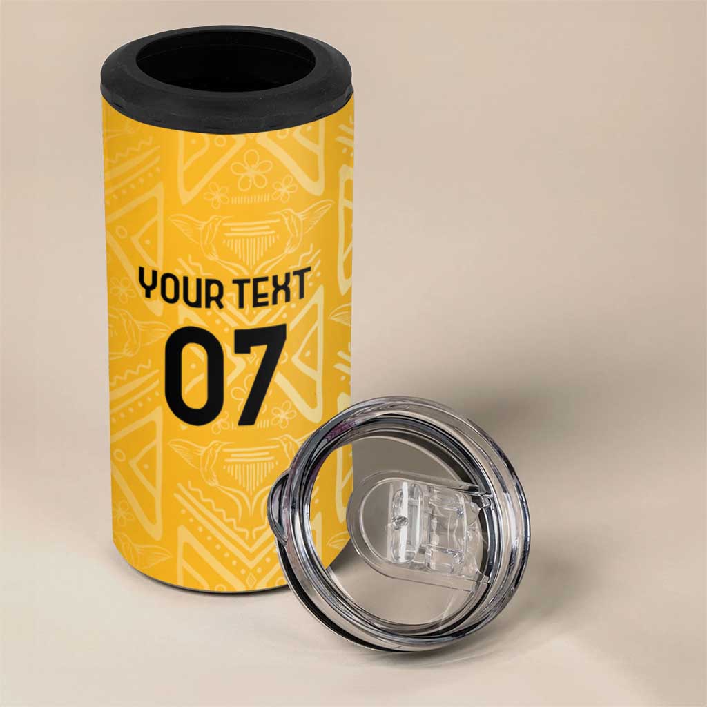Afro-Jamaica Custom 4 in 1 Can Cooler Tumbler Golden Ethnic Motifs