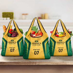 Afro-Jamaica Custom Grocery Bag Golden Ethnic Motifs