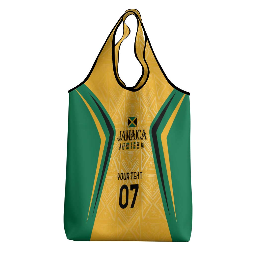 Afro-Jamaica Custom Grocery Bag Golden Ethnic Motifs