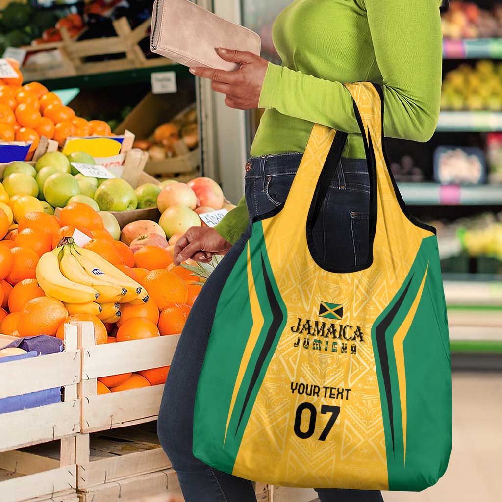 Afro-Jamaica Custom Grocery Bag Golden Ethnic Motifs