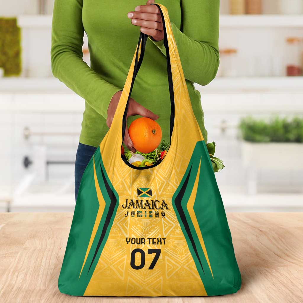 Afro-Jamaica Custom Grocery Bag Golden Ethnic Motifs