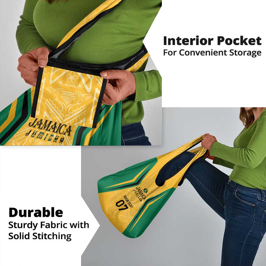 Afro-Jamaica Custom Grocery Bag Golden Ethnic Motifs