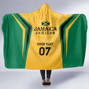 Afro-Jamaica Custom Hooded Blanket Golden Ethnic Motifs