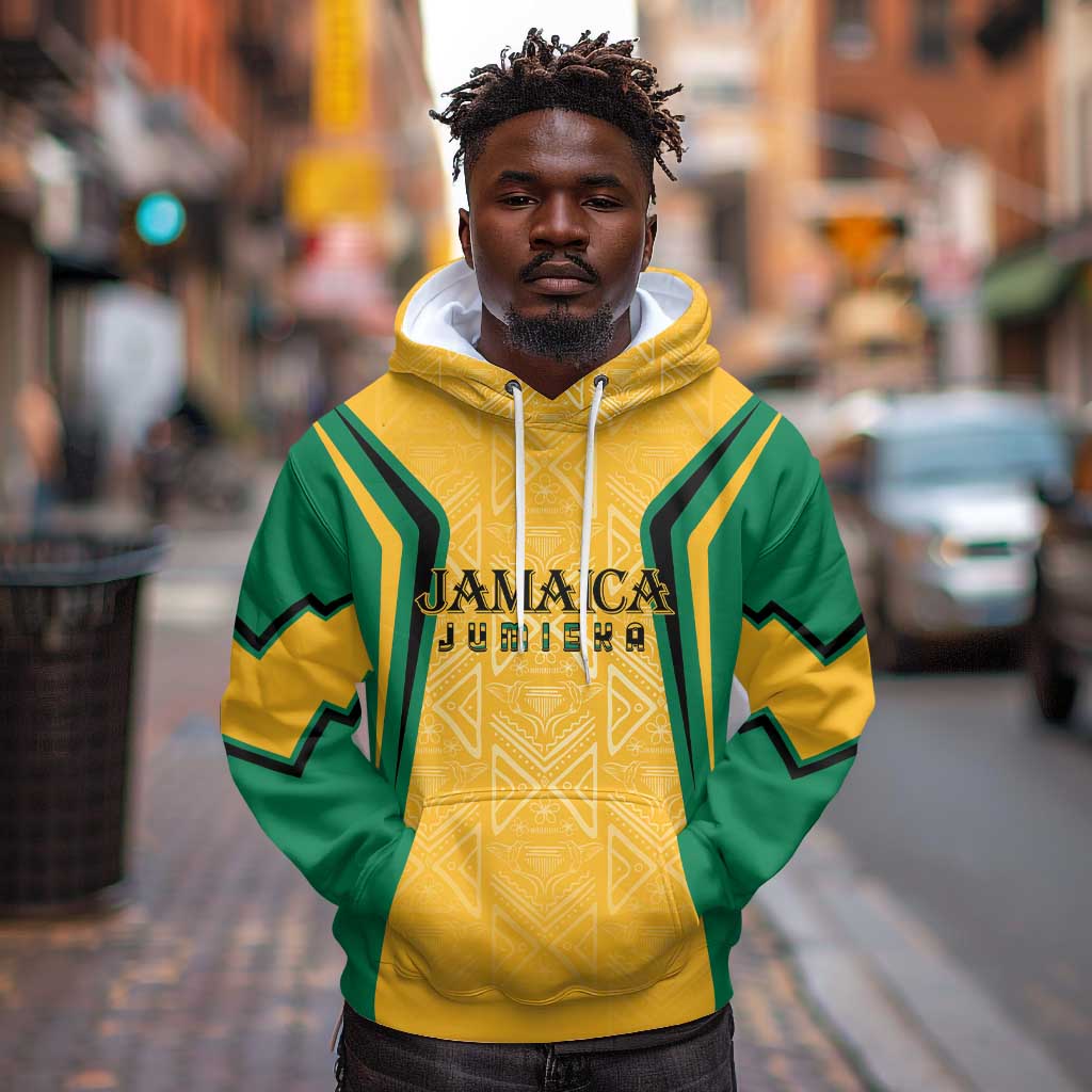 Afro-Jamaica Custom Hoodie Golden Ethnic Motifs