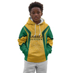 Afro-Jamaica Custom Kid Hoodie Golden Ethnic Motifs
