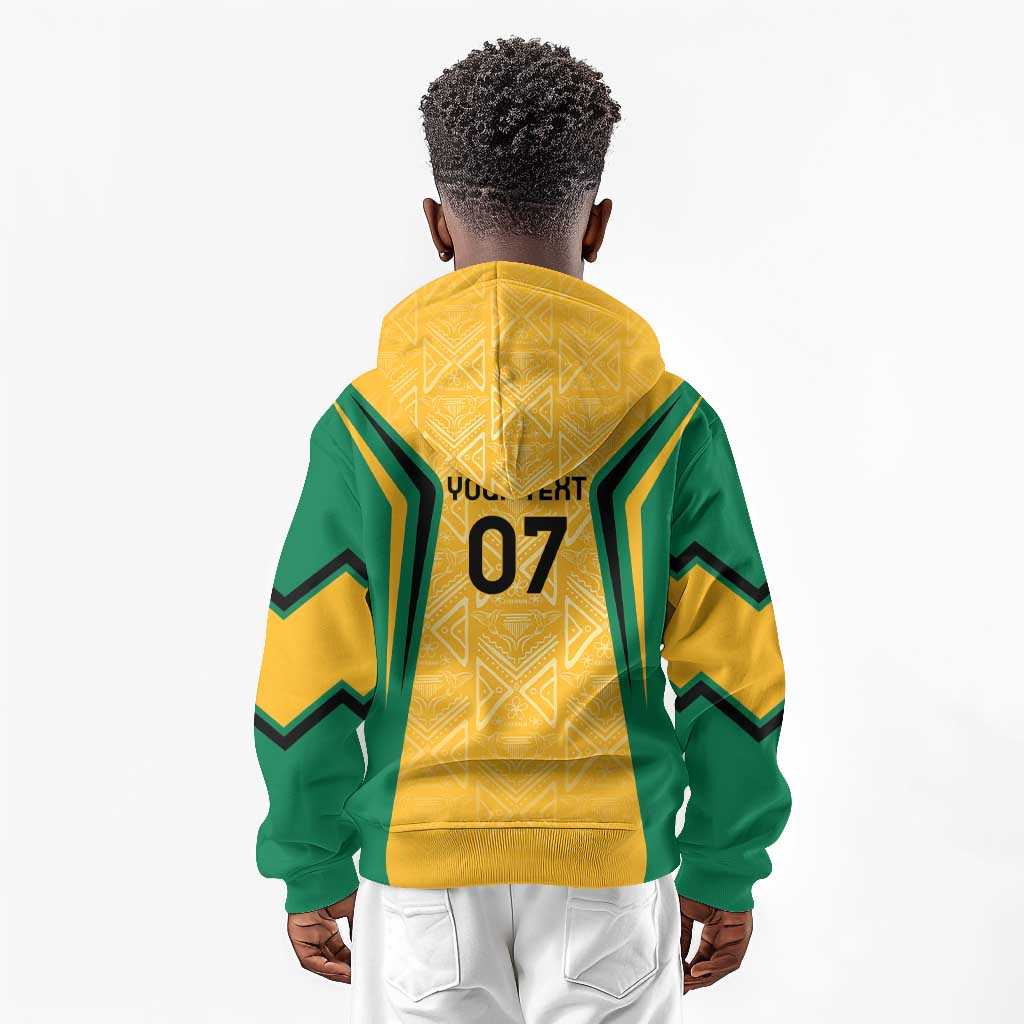 Afro-Jamaica Custom Kid Hoodie Golden Ethnic Motifs