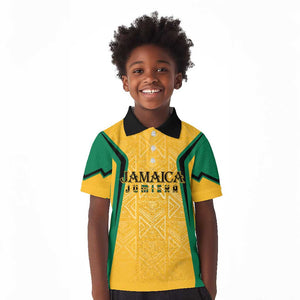 Afro-Jamaica Custom Kid Polo Shirt Golden Ethnic Motifs