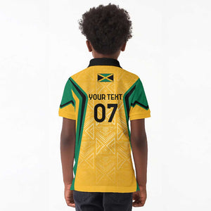 Afro-Jamaica Custom Kid Polo Shirt Golden Ethnic Motifs