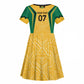 Afro-Jamaica Custom Kid Short Sleeve Dress Golden Ethnic Motifs