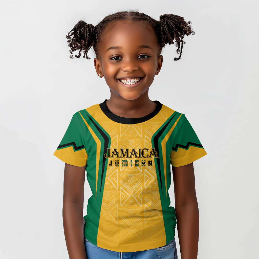 Afro-Jamaica Custom Kid T shirt Golden Ethnic Motifs