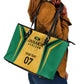 Afro-Jamaica Custom Leather Tote Bag Golden Ethnic Motifs