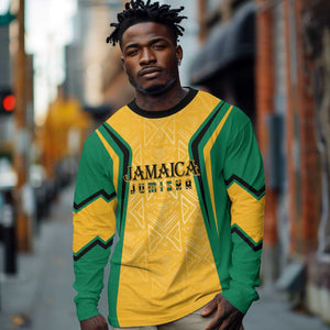 Afro-Jamaica Custom Long Sleeve Shirt Golden Ethnic Motifs