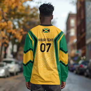 Afro-Jamaica Custom Long Sleeve Shirt Golden Ethnic Motifs