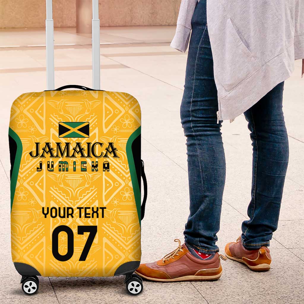 Afro-Jamaica Custom Luggage Cover Golden Ethnic Motifs