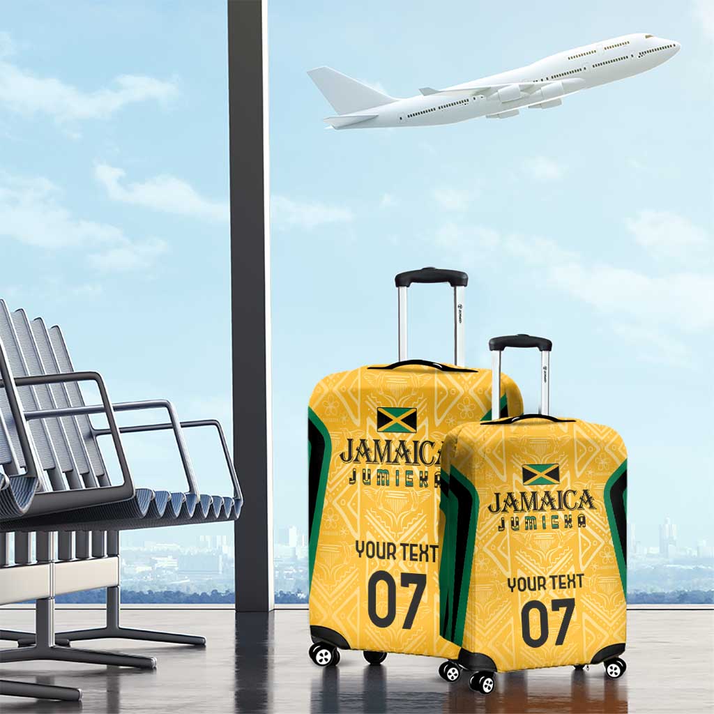 Afro-Jamaica Custom Luggage Cover Golden Ethnic Motifs