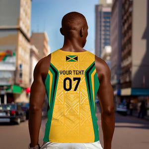 Afro-Jamaica Custom Men Tank Top Golden Ethnic Motifs