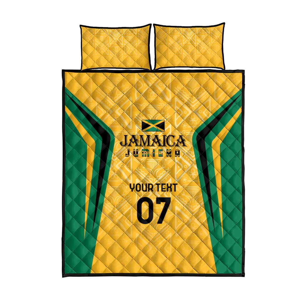 Afro-Jamaica Custom Quilt Bed Set Golden Ethnic Motifs