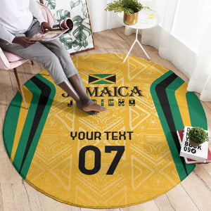 Afro-Jamaica Custom Round Carpet Golden Ethnic Motifs