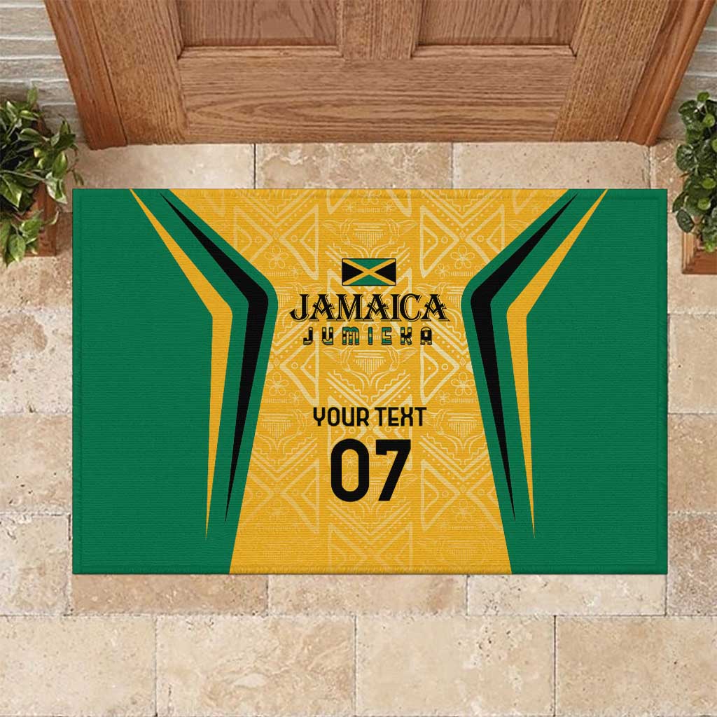 Afro-Jamaica Custom Rubber Doormat Golden Ethnic Motifs