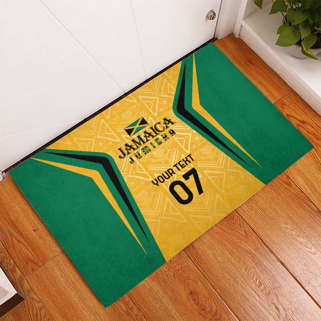 Afro-Jamaica Custom Rubber Doormat Golden Ethnic Motifs