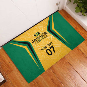 Afro-Jamaica Custom Rubber Doormat Golden Ethnic Motifs