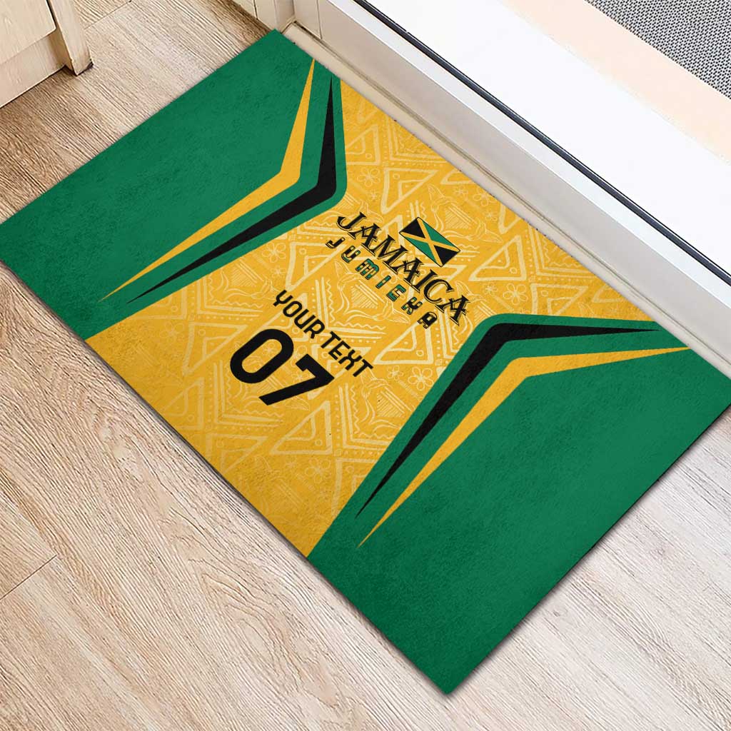 Afro-Jamaica Custom Rubber Doormat Golden Ethnic Motifs