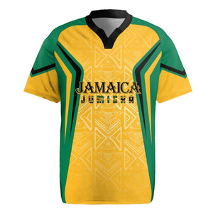 Afro-Jamaica Custom Rugby Jersey Golden Ethnic Motifs
