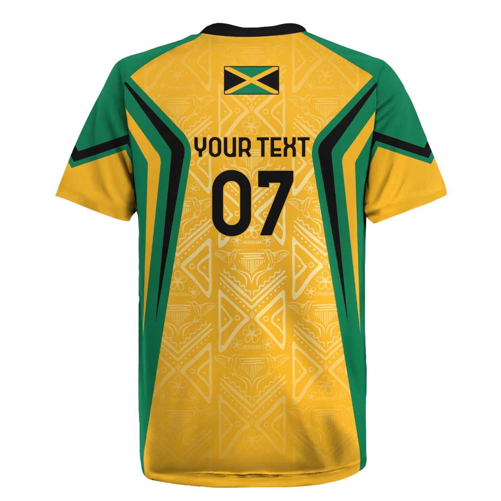 Afro-Jamaica Custom Rugby Jersey Golden Ethnic Motifs