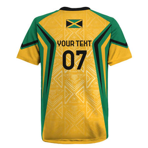 Afro-Jamaica Custom Rugby Jersey Golden Ethnic Motifs