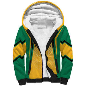 Afro-Jamaica Custom Sherpa Hoodie Golden Ethnic Motifs