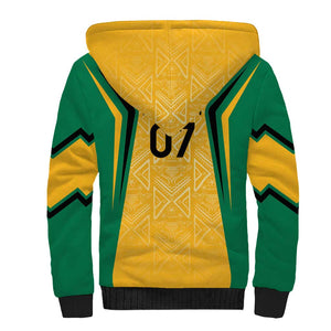 Afro-Jamaica Custom Sherpa Hoodie Golden Ethnic Motifs