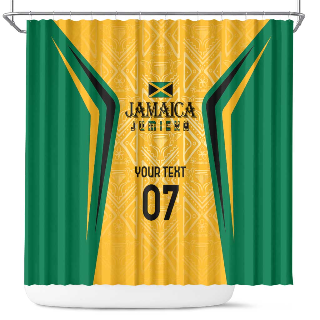 Afro-Jamaica Custom Shower Curtain Golden Ethnic Motifs