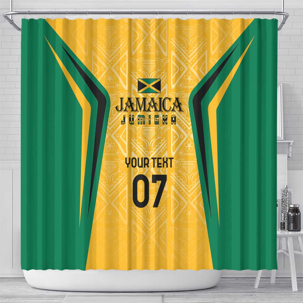 Afro-Jamaica Custom Shower Curtain Golden Ethnic Motifs