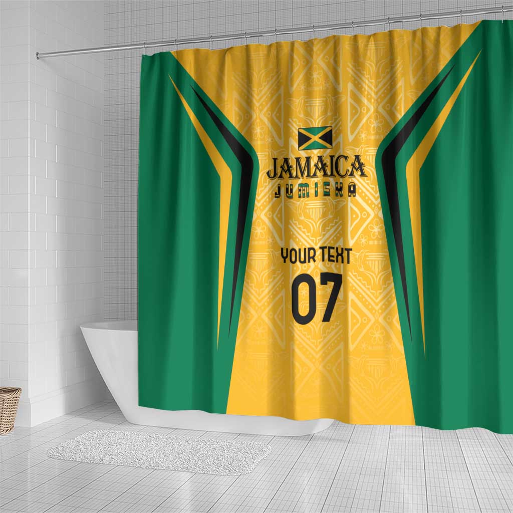 Afro-Jamaica Custom Shower Curtain Golden Ethnic Motifs