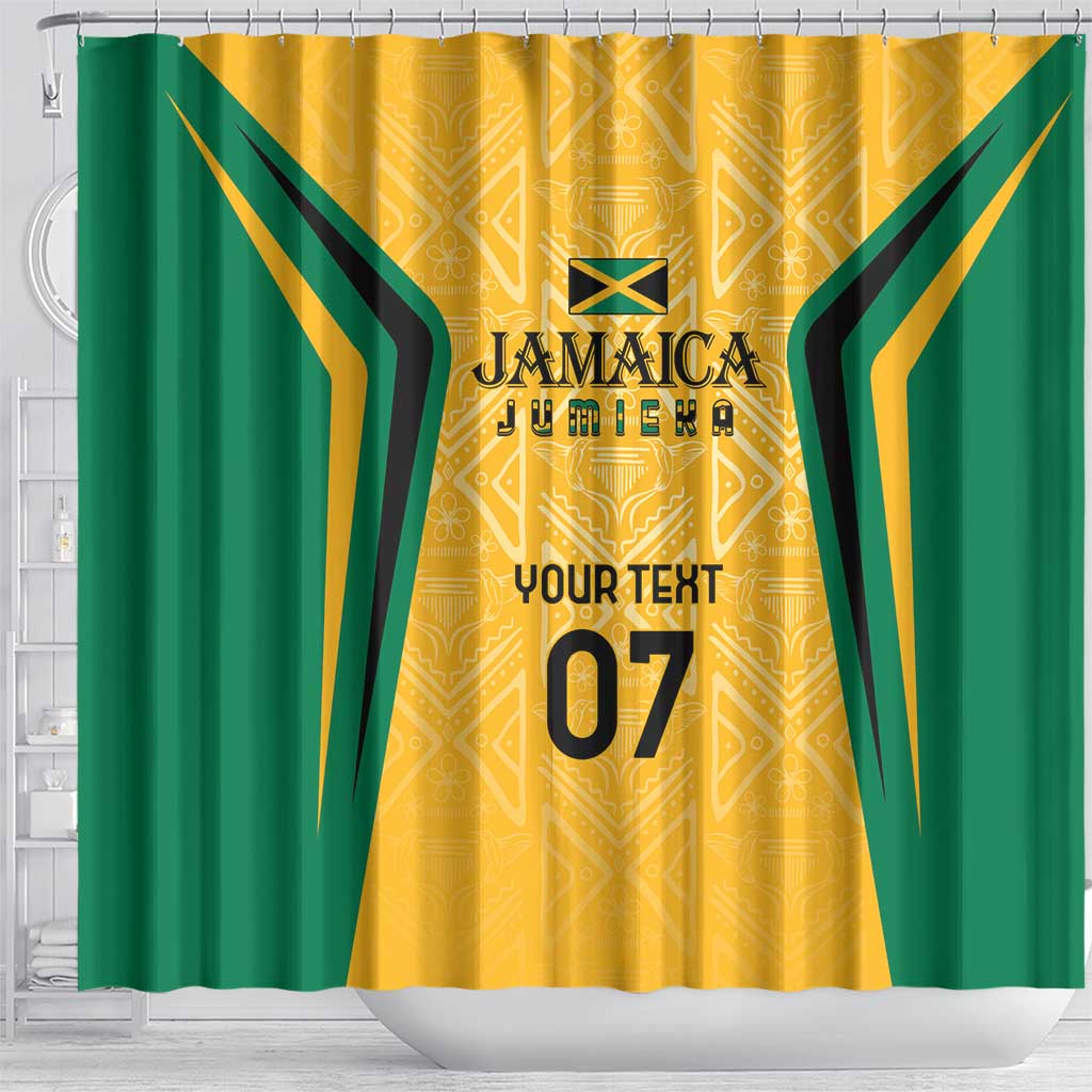 Afro-Jamaica Custom Shower Curtain Golden Ethnic Motifs