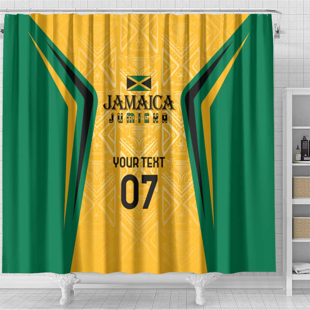 Afro-Jamaica Custom Shower Curtain Golden Ethnic Motifs